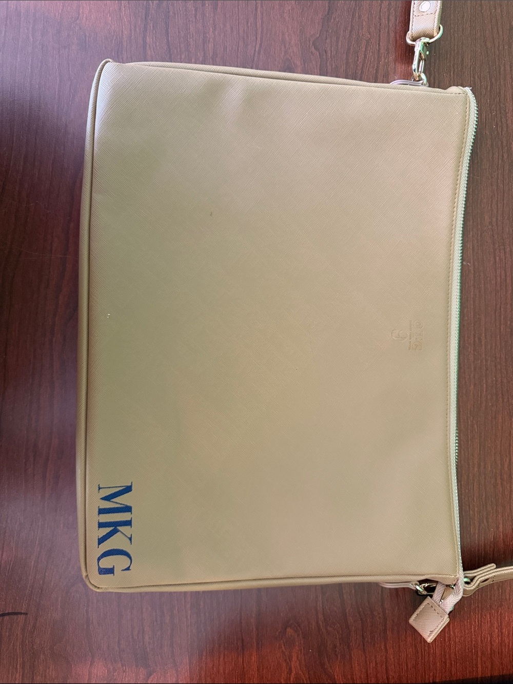 Neutral Saffiano Laptop Sleeve/Portfolio Case – Monogram "MKG"